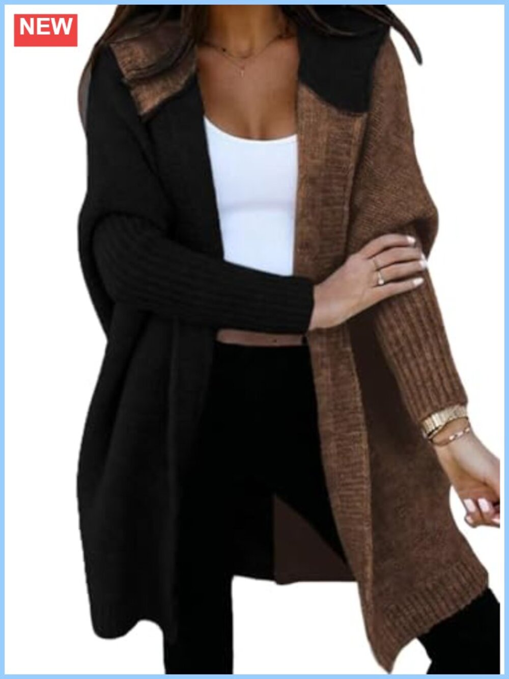 Women's Hooded Knit Cardigan Sweater Open Front Long Sleeve Casual